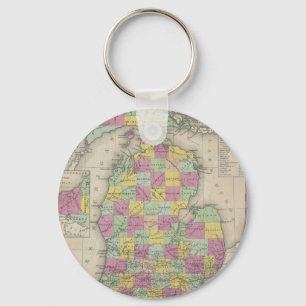 Vintage Map of Michigan (1853) Key Ring
