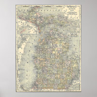 Vintage Map of Michigan (1901)