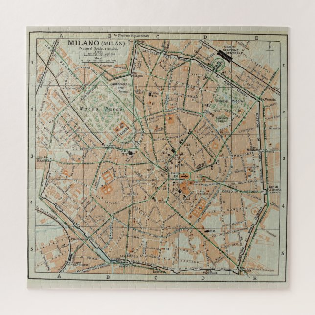 Vintage Map of Milan Italy (1911) Jigsaw Puzzle (Vertical)