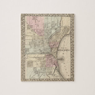 Vintage Map of Milwaukee (1880) Jigsaw Puzzle