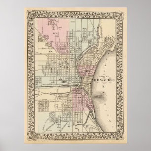 Vintage Map of Milwaukee (1880) Poster