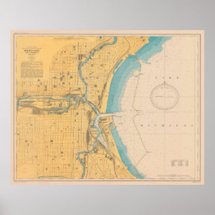 Vintage Map of Milwaukee WI (1947) Poster