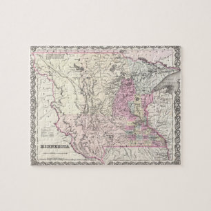 Vintage Map of Minnesota (1855) Jigsaw Puzzle