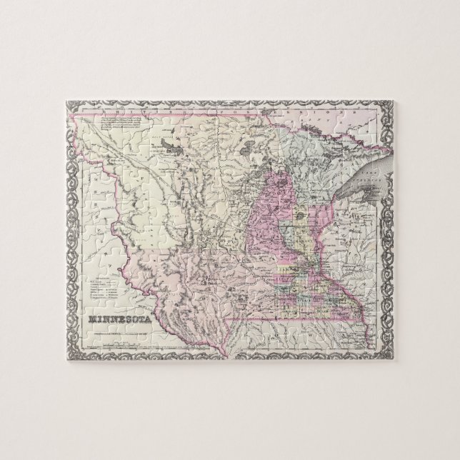 Vintage Map of Minnesota (1855) Jigsaw Puzzle (Horizontal)