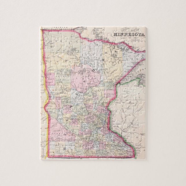 Vintage Map of Minnesota (1864) Jigsaw Puzzle (Vertical)
