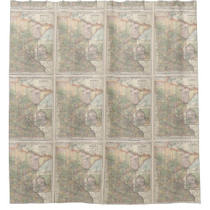 Vintage Map of Minnesota (1891) Shower Curtain