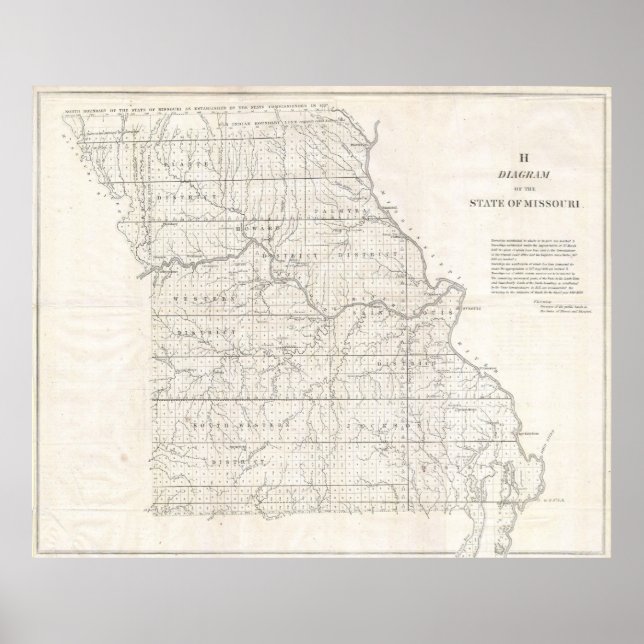 Vintage Map of Missouri (1850) Poster (Front)