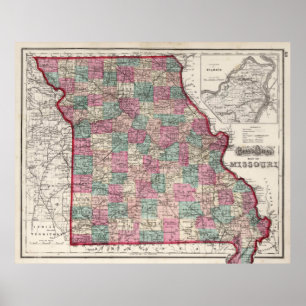Vintage Map of Missouri (1873) Poster