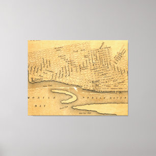 Vintage Map of Mobile Alabama (1840) Canvas Print
