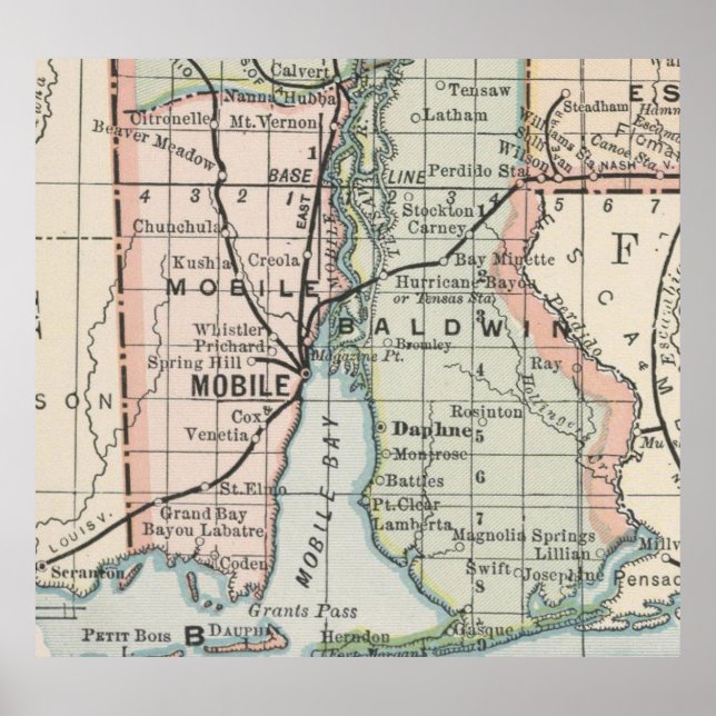 Vintage Map of Mobile Alabama (1891) Poster (Front)