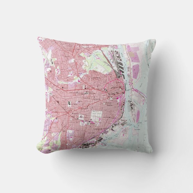 Vintage Map of Mobile Alabama (1953) Cushion (Front)