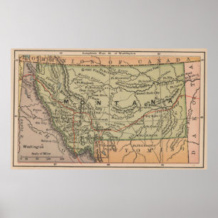 Vintage Map of Montana (1885) Poster
