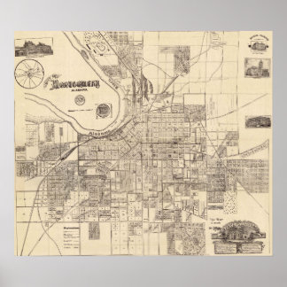 Vintage Map of Montgomery, Alabama (1899) Poster