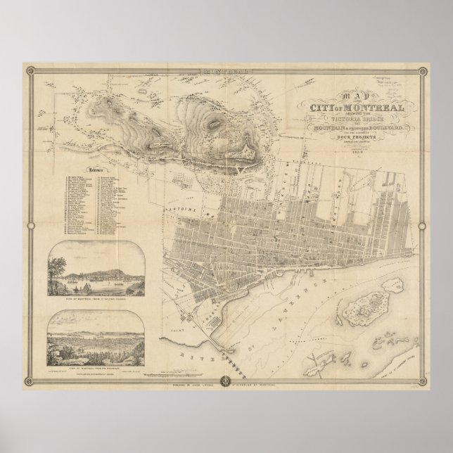 Vintage Map of Montreal (1859) Poster (Front)