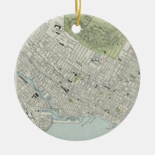 Vintage Map of Montreal (1901) Ceramic Tree Decoration