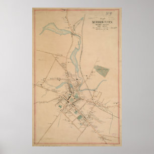 Vintage Map of Morristown NJ (1889) Poster