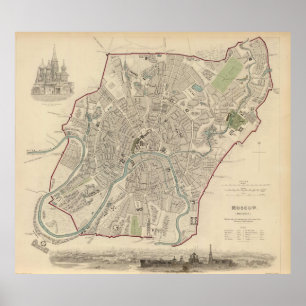 Vintage Map of Moscow (1836) Poster
