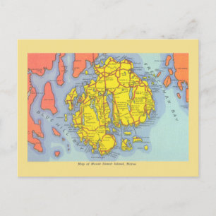 Vintage map of Mount Desert Island, Maine Postcard