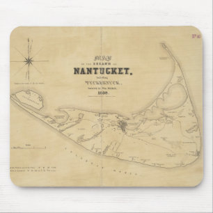 Vintage Map of Nantucket (1838) Mouse Mat