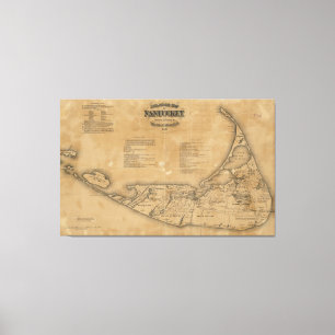 Vintage Map of Nantucket (1869) Canvas Print