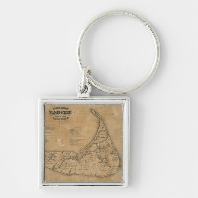 Vintage Map of Nantucket (1869) Key Ring (Front)