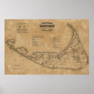 Vintage Map of Nantucket (1869) Poster
