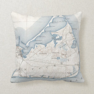 Vintage Map of Nantucket (1919) Cushion