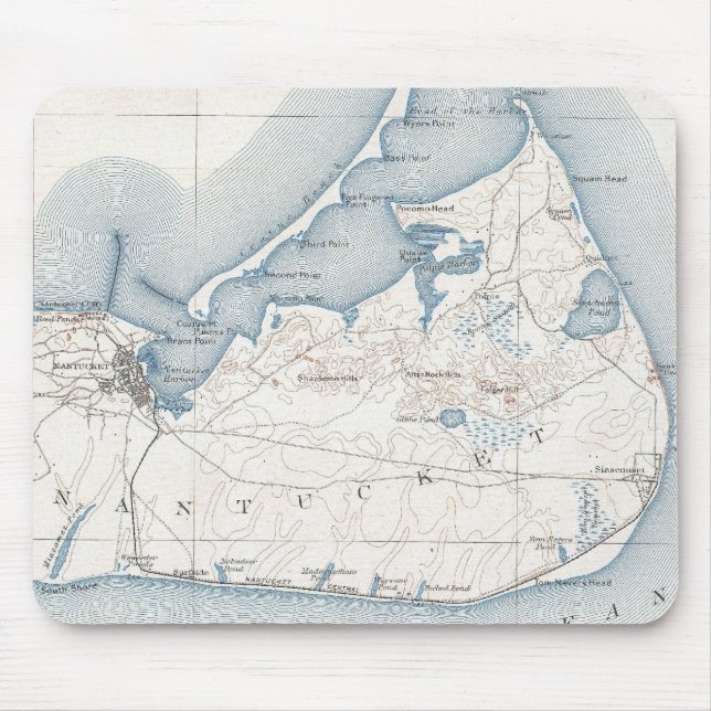 Vintage Map of Nantucket (1919) Mouse Mat (Front)