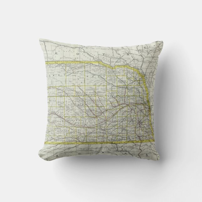 Vintage Map of Nebraska (1889) Cushion (Front)