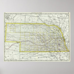 Vintage Map of Nebraska (1889) Poster