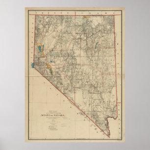Vintage Map of Nevada (1894) Poster