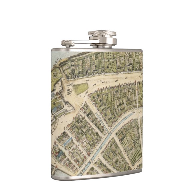 Vintage Map of New Amsterdam (1660) Hip Flask (Right)