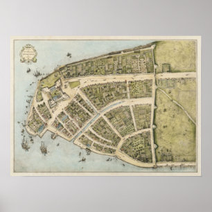 Vintage Map of New Amsterdam (1660) Poster