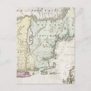 Vintage Map of New England (1716) Postcard