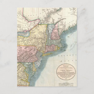 Vintage Map of New England (1821) Postcard