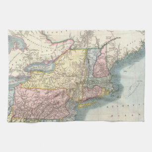 Vintage Map of New England (1821) Tea Towel