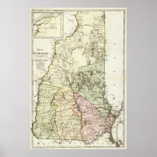 Vintage Map of New Hampshire (1796) Poster