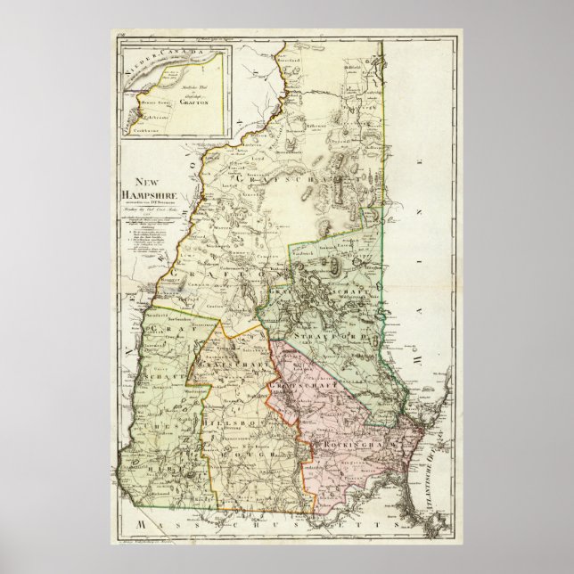 Vintage Map of New Hampshire (1796) Poster (Front)