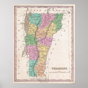 Vintage Map of New Hampshire (1827) Poster