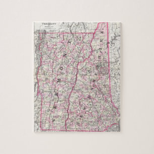 Vintage Map of New Hampshire and Vermont (1861) Jigsaw Puzzle