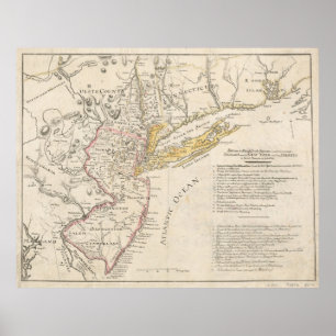 Vintage Map of New Jersey (1780) Poster