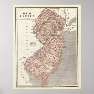 Vintage Map of New Jersey (1845) Poster
