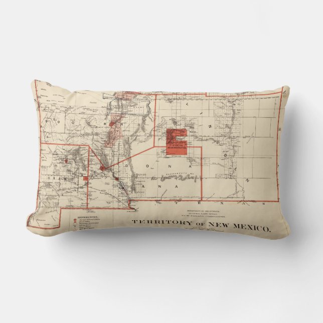 Vintage Map of New Mexico (1882) Lumbar Cushion (Front)