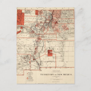 Vintage Map of New Mexico (1882) Postcard