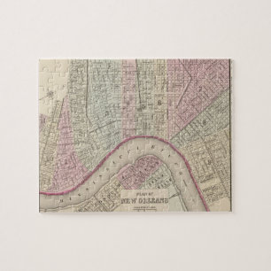 Vintage Map of New Orleans (1880) Jigsaw Puzzle