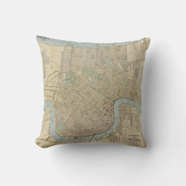 Vintage Map of New Orleans (1919) Cushion (Front)