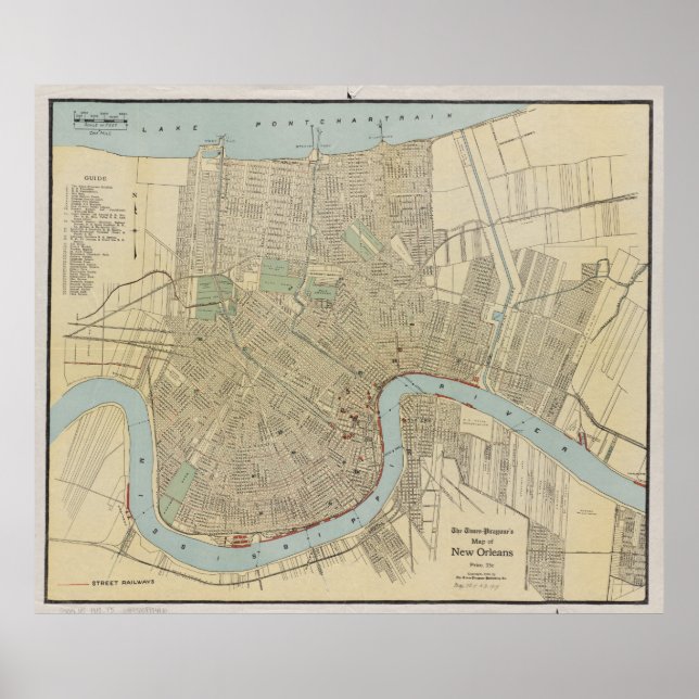 Vintage Map of New Orleans (1919) Poster (Front)