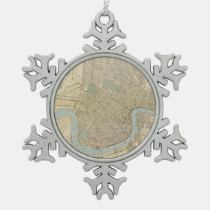 Vintage Map of New Orleans (1919) Snowflake Pewter Christmas Ornament