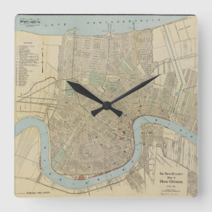 Vintage Map of New Orleans (1919) Square Wall Clock