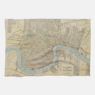 Vintage Map of New Orleans (1919) Tea Towel
